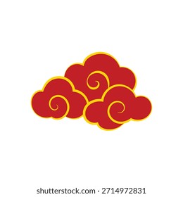 Nubes de estilo chino. Nubes rojas y doradas, elemento retro decorativo asiático tradicional. Nube ligera en estilo de corte de papel para el festival. Feliz año Nuevo chino