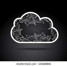clouds circuit design over black  background vector illustration