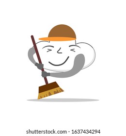 Clouds of cleaning in mascot cartoon style