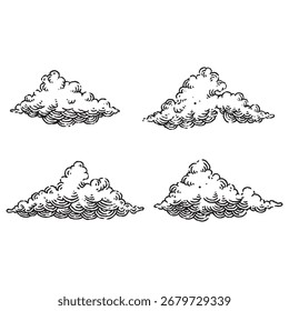 Wolken Kollektion schwarz-weiß Illustration Stil
