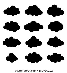 Clouds collection. Cloud shapes pack. Vector.