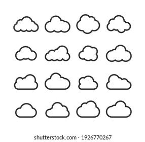 Clouds Collection. Cloud Vector Icons. Clouds In Line Simple Design. Vector Illustration