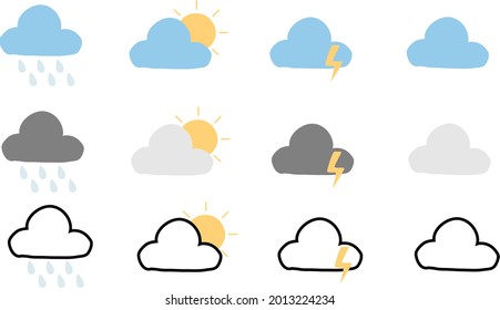 Clouds collection. Cloud vector icons. Clouds in line simple design. Vector illustration
