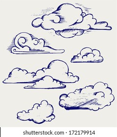 Clouds collection. Doodle style