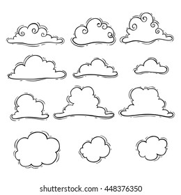 Clouds collection with hand drawing style