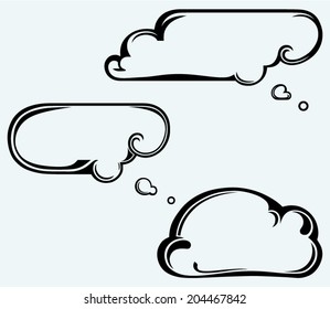 Clouds collection. Isolated on blue background