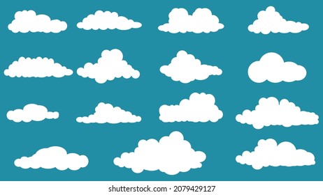 clouds collection isolated on blue sky panorama. vector illustration