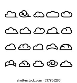 Clouds collection - Set of clouds icons, abstract speech bubbles in the shape of clouds