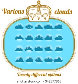 Clouds collection - Set of clouds icons, abstract speech bubbles in the shape of clouds