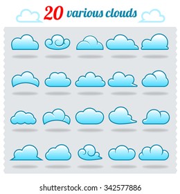 Clouds collection - Set of clouds icons, abstract speech bubbles in the shape of clouds