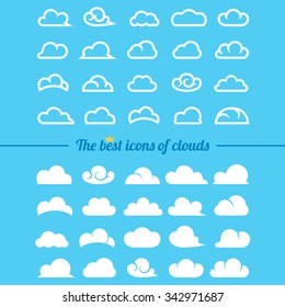 Clouds collection - Set of clouds icons, abstract speech bubbles in the shape of clouds