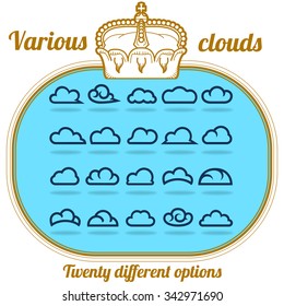 Clouds collection - Set of clouds icons, abstract speech bubbles in the shape of clouds