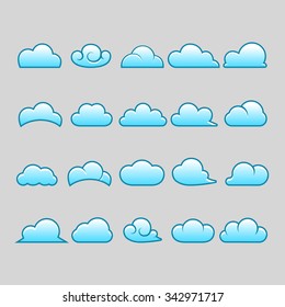 Clouds collection - Set of clouds icons, abstract speech bubbles in the shape of clouds