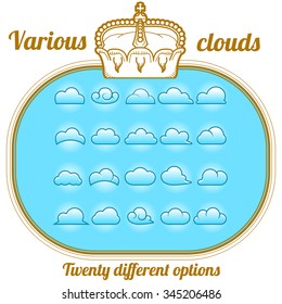 Clouds collection - Set of clouds icons, abstract speech bubbles in the shape of clouds