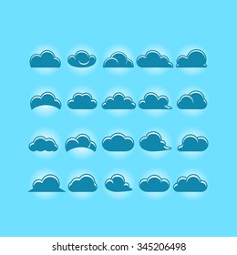 Clouds collection - Set of clouds icons, abstract speech bubbles in the shape of clouds