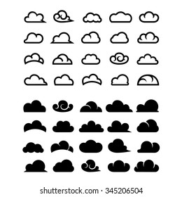 Clouds collection - Set of clouds icons, abstract speech bubbles in the shape of clouds