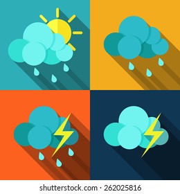 Clouds collection. weather icons in flat style