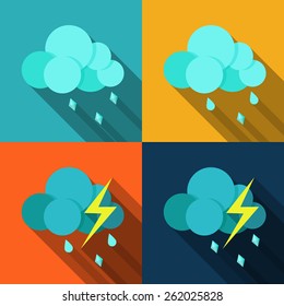 Clouds collection. weather icons in flat style