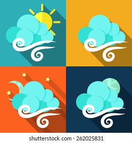 Clouds collection. weather icons in flat style