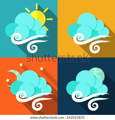 Clouds collection. weather icons in flat style