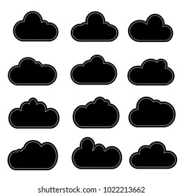Clouds Color Black Icon Set, Vector Illustration, Isolate On White Background,Icon .EPS10