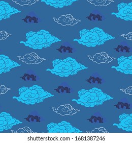 clouds of colorful seamless pattern vector with texture and background