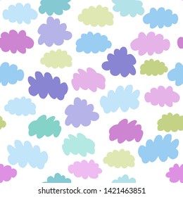 Clouds colorful seamless pattern. Weather background. Texture for wallpaper, background, scrapbook. Vector illustration