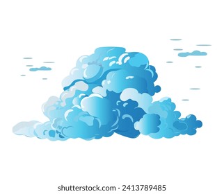Clouds of colorful set. The cartoon design displayed against a clean white backdrop is a delightful fusion of creativity and charm. Vector illustration.
