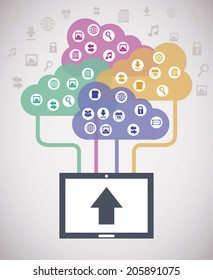 clouds computing over gray  background vector illustration