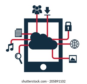 clouds computing over white background vector illustration