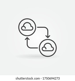 Wolken, die mit dem Pfeilzeilensymbol verbunden sind. Vector Cloud Computing-Rahmenkonzept-Symbol oder Design-Element