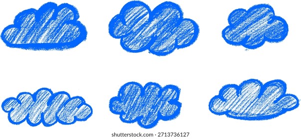 Clouds Crayon Chalk Drawing Doodle Vector Set