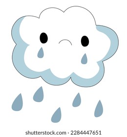 clouds are crying with cartoon character cute for decoration , icon , design