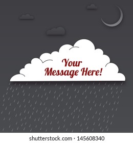 Clouds cut out of paper in the night, with place for your message