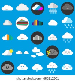 Clouds cute collection. Vector illustration.