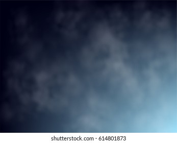 The clouds in the dark blue sky at night. Vector illustration abstract background. Nature background.