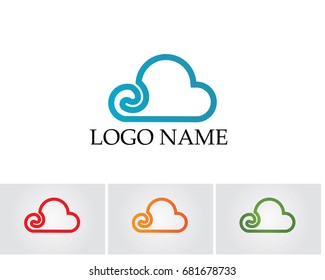 Clouds data save logo and symbols