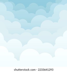 Clouds at dawn in blue hues. Cartoon style. Suitable for printing on paper, for background on postcards, and textiles like printing on clothes. Background from the clouds.