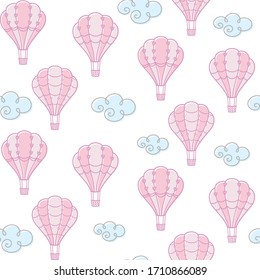 Clouds Decorative Pink Hot Air Balloons Stock Vector (Royalty Free ...