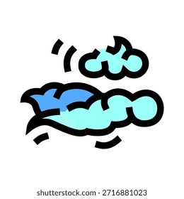 Nubes que representan una condición de Clima ventoso, ideal para transmitir información meteorológica, pronósticos o conceptos ambientales en un estilo de ícono de contorno simple y coloreado