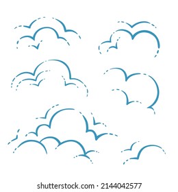 Clouds, design elements. Stylized illustrations. Color vector illustration.