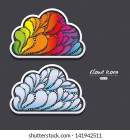 clouds design over black background vector illustration
