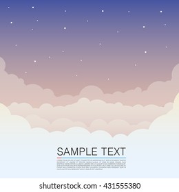 Diseño de nubes sobre fondo del cielo, cubierta del cielo nocturno,Ilustración vectorial