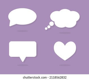 Dialoge mit verschiedenen Formen auf violettem Hintergrund mit Schatten