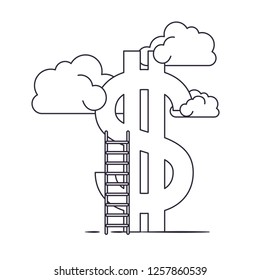 clouds with dollar symbol and ladder