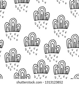 Clouds doodle seamless texture. Kids seamless pattern. Childish design. Vector textile and wrapping pattern design. Vector hand drawn illustration.