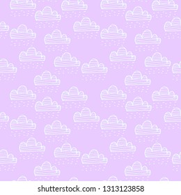Clouds doodle seamless texture. Kids seamless pattern. Childish design. Vector textile and wrapping pattern design. Vector hand drawn illustration.