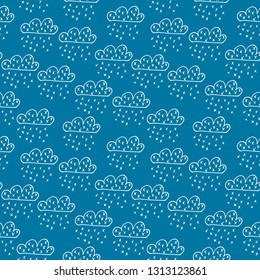 Clouds doodle seamless texture. Kids seamless pattern. Childish design. Vector textile and wrapping pattern design. Vector hand drawn illustration.