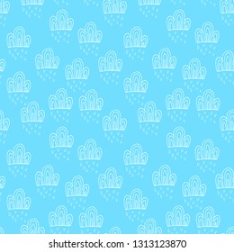Clouds doodle seamless texture. Kids seamless pattern. Childish design. Vector textile and wrapping pattern design. Vector hand drawn illustration.