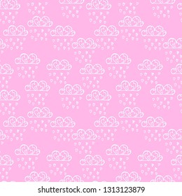 Clouds doodle seamless texture. Kids seamless pattern. Childish design. Vector textile and wrapping pattern design. Vector hand drawn illustration.